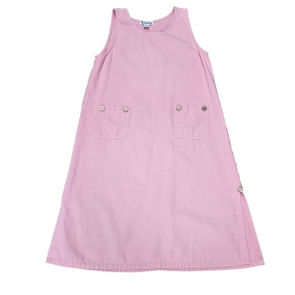 Vintage 90's Pink Cotton Jumper Dress Gardencore Cottagecore M-L Shift Lagenlook - Picture 1 of 6